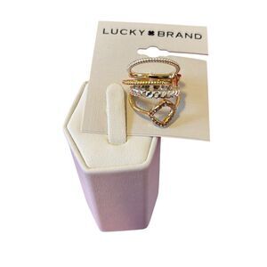 Two-Tone Ring Stack.  5 in total. 3 in Gold Tone, 2 in Silver.